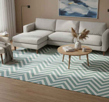 Green vinyl rug with patterned square design - TenStickers