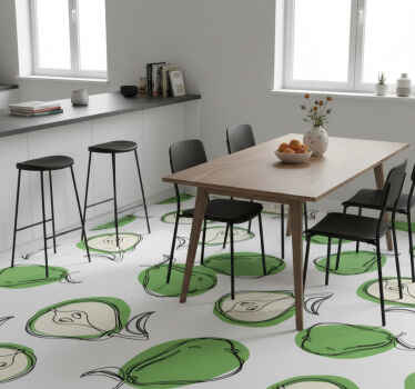 Green vinyl rug pear kitchen stickers tiles - TenStickers