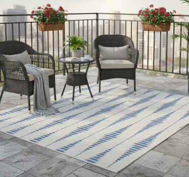 Buitenvinyltapijt rabaul ikat blauw en beige - TenStickers