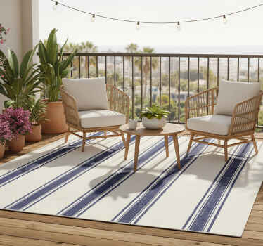 Buitenvinyltapijt verticale lijnen marineblauw - TenStickers