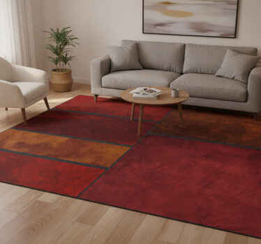 Vinyl teppich rot mit strukturiertem patchwork design - TenStickers