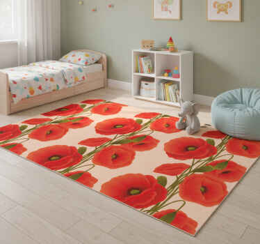 Vinyl teppich rot mit mohnblumen muster - TenStickers