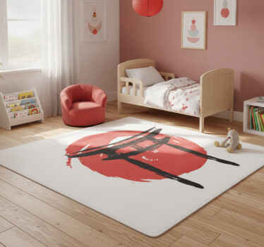 Alfombra vinílica roja puerta pintada japonesa - TenVinilo