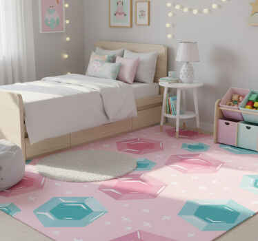 Tapis vinyle rose gemmes géométriques colorées - TenStickers
