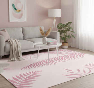Tapis vinyle rose grandes feuilles de palmier - TenStickers