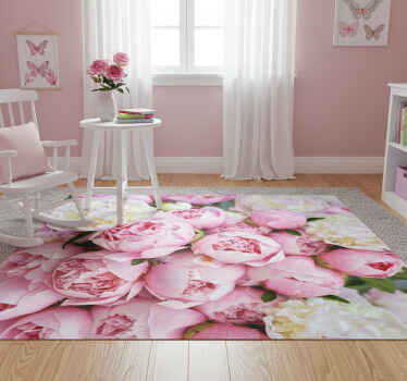 Tapis vinyle rose bouquet de roses pink - TenStickers