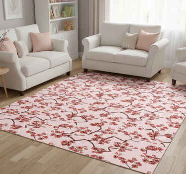Tapis vinyle rose fleurs de cerisier - TenStickers