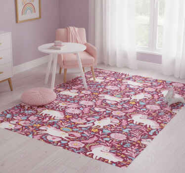 Tapis vinyle rose motif de licornes magnifiques - TenStickers
