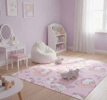 Tapis vinyle rose licorne rose - TenStickers