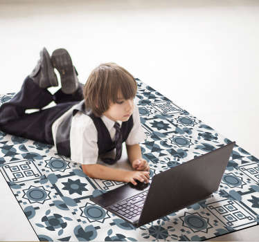 Alfombra vinilo gris geométrica - TenVinilo