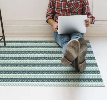 Mavi etnik çizgili vinil halı - TenStickers