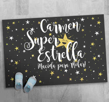 Alfombra vinílica infantil frase con nombre - TenVinilo