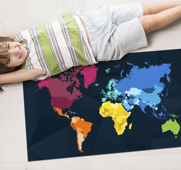 Modern colorful world map carpet map - TenStickers