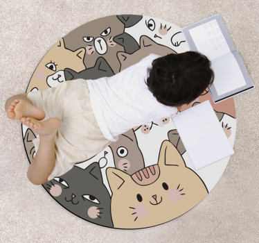 Cartoon Cat Faces animal mat - TenStickers