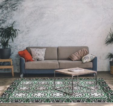 Alfombra vinílica mosaico verde para salón - TenVinilo