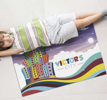 Városkép szivárvány Vinil szőnyeg nevekkel - TenStickers