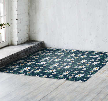 Alfombra vínilica vintage de flores margaritas - TenVinilo