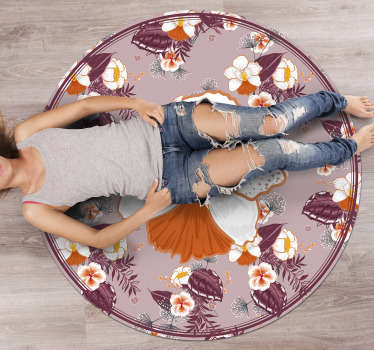 Vinyl Teppich Blumen kreis mit blumenmuster - TenStickers