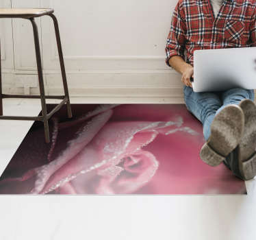 Amazing pink rose vinyl rug for dining room - TenStickers