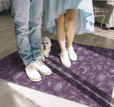 Vintage botanischen muster vinyl wohnzimmer teppich - TenStickers