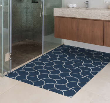 Tapis vinyle salle de bain motif de vague géométrique - TenStickers