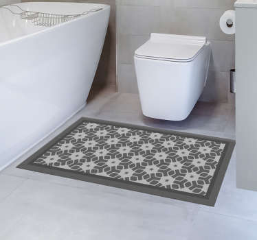 Tapis vinyle salle de bain géométrique gris - TenStickers