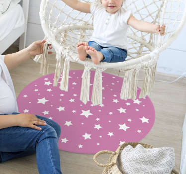 Alfombra vinílica rosa estrellas niños - TenVinilo
