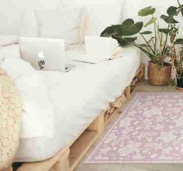 Alfombra de vinilo patrón tortuga y palma rosa - TenVinilo