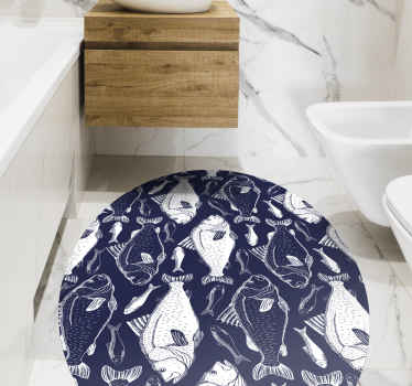 Alfombra vinilo baño azul peces bajo el mar - TenVinilo