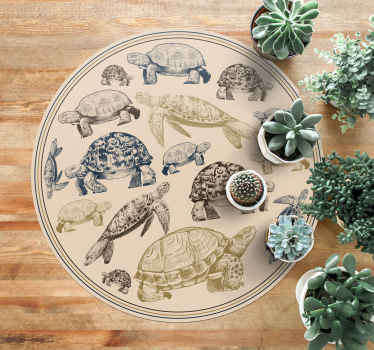 Alfombra vinilo animales tortugas beige - TenVinilo