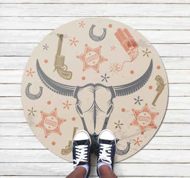 Cowboy element mønster barn vinyl teppe - Tenstickers