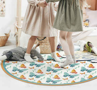 Butterfly Circular Design nursery vinyl rug - TenStickers