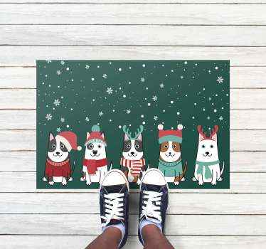Festive Dogs Ensemble Christmas vinyl carpet - TenStickers