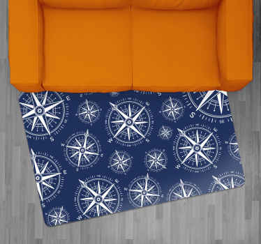 Alfombra vinílica vintage patrón brújulas - TenVinilo