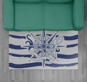 Nautical Compass world map vinyl rug - TenStickers