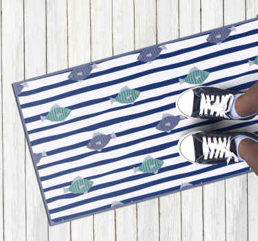Stribet fiskemønster vinyltæpper med dyr - TenStickers