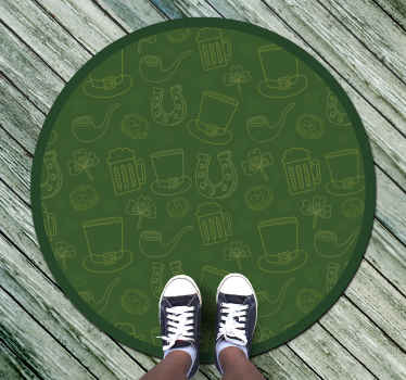Irish shamrock line pattern floral rug - TenStickers