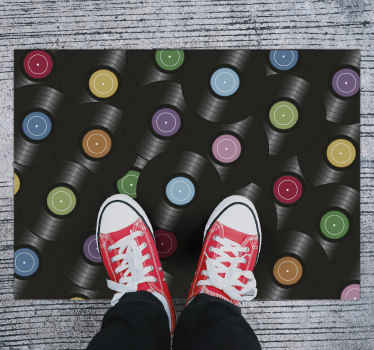 Vinylmatta med vinylskivor vintage matta - Tenstickers