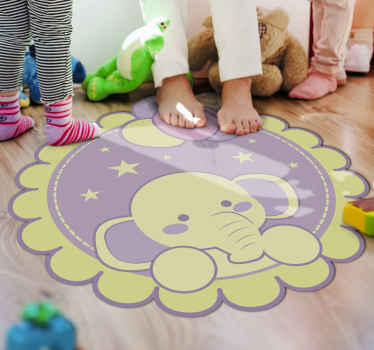 Alfombra vinílica bebé Elefante con globos - TenVinilo