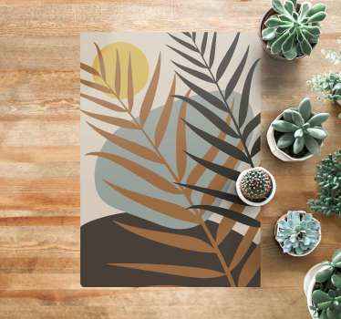 Tapis vinyle plantes coucher de soleil botanique - TenStickers