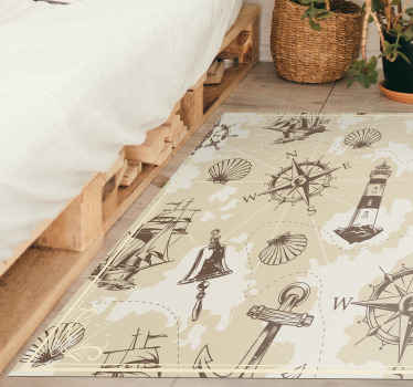 Alfombra vinílica vintage motivos de exploración náutica - TenVinilo