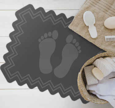 Tapis vinyle empreintes de pieds et zig zags - TenStickers