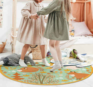 Forest Friends Circle nursery vinyl rug - TenStickers