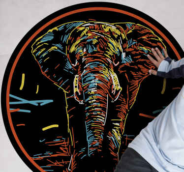 Alfombra vinílica animales elefante multicolor - TenVinilo