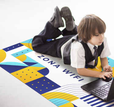 Alfombra vinílica frase diseño geométrico de zona wifi - TenVinilo