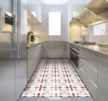 Vinyl Teppich Küche Rot geformte fliesen - TenStickers