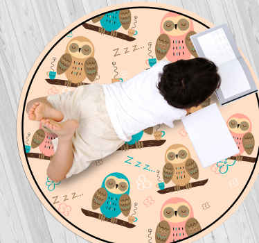 Owl Themed Circle nursery vinyl rug - TenStickers