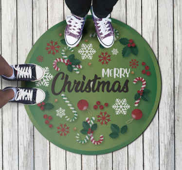 Merry Christmas Green Vinyl Rug - TenStickers