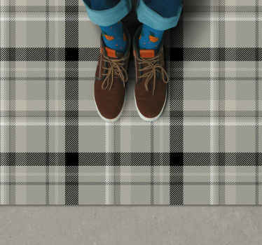 Sort og hvid tartan fliser vinyl tæppe - TenStickers