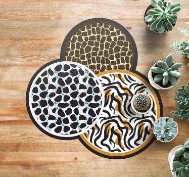 Safari Motif Trio animal print vinyl rug - TenStickers